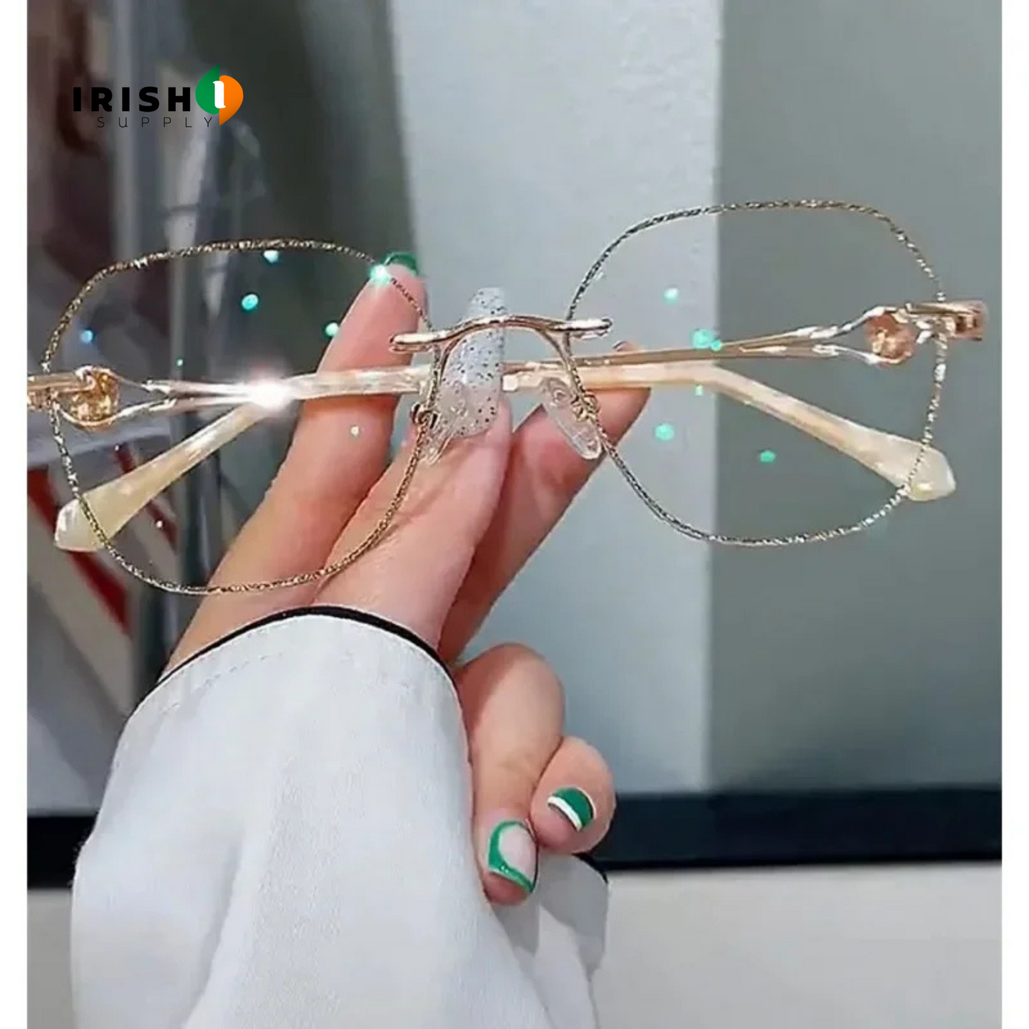 OPTIVISTA New Design Diamond Champagne Gold Rimless Reading Glasses