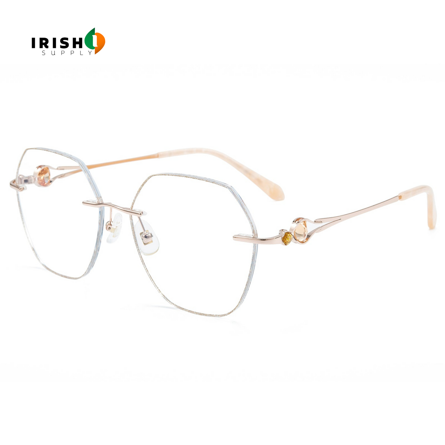 OPTIVISTA New Design Diamond Champagne Gold Rimless Reading Glasses