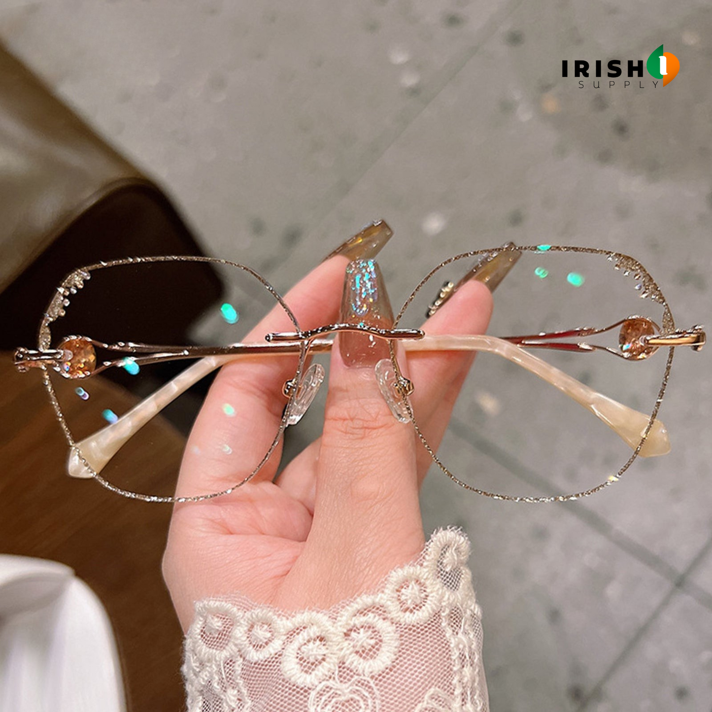 OPTIVISTA New Design Diamond Champagne Gold Rimless Reading Glasses