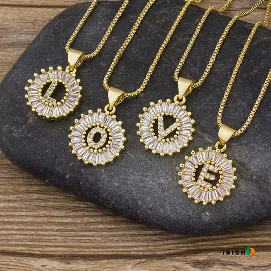 GLEAMIA Diamond Shine Letter Necklace