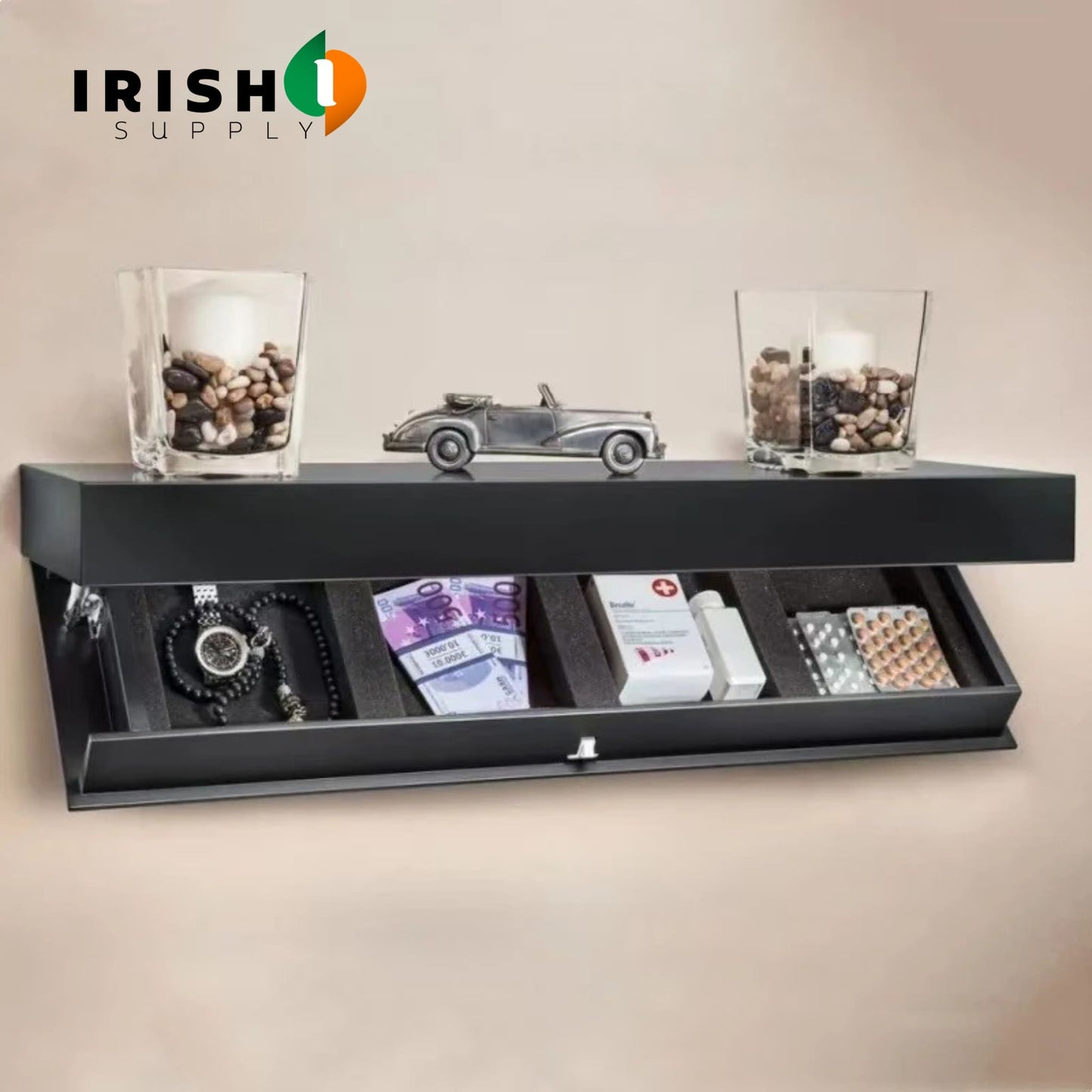 HIDELUXE Designer Floating Shelf with Hidden Storage